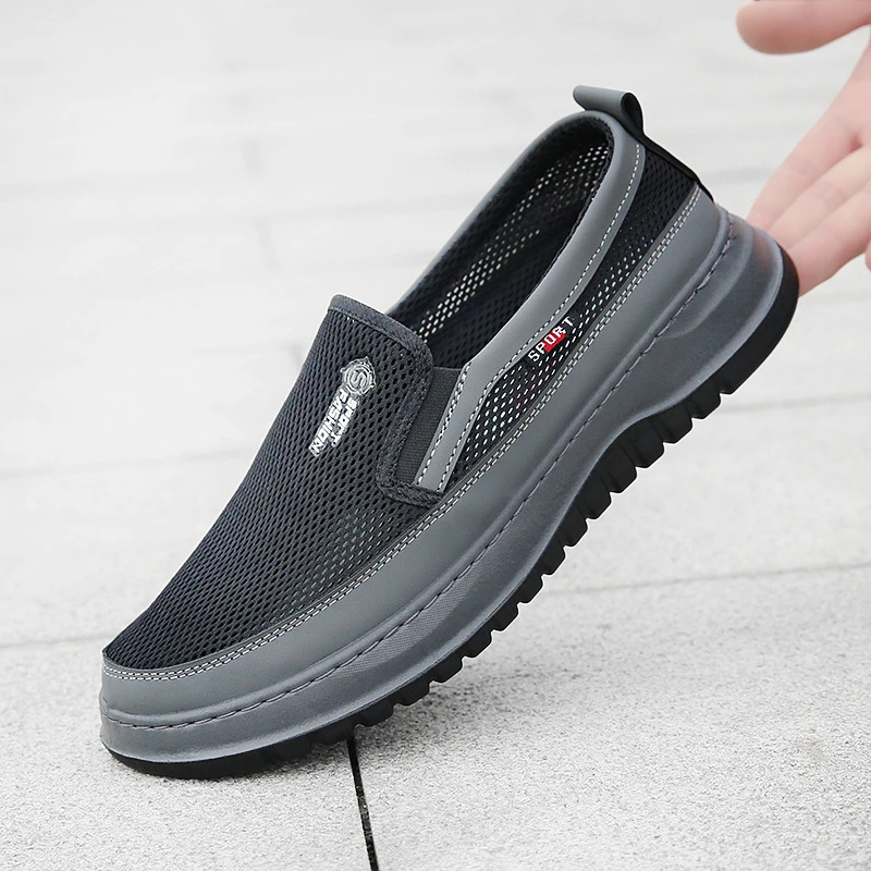 秋季男士透气网面鞋软底轻便老人鞋中老年爸爸鞋老北京布鞋男单鞋