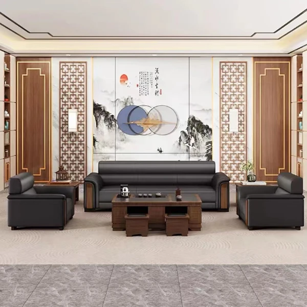 办公沙发茶几组合套装简约商务接待室休息区单人三人位会客办公室