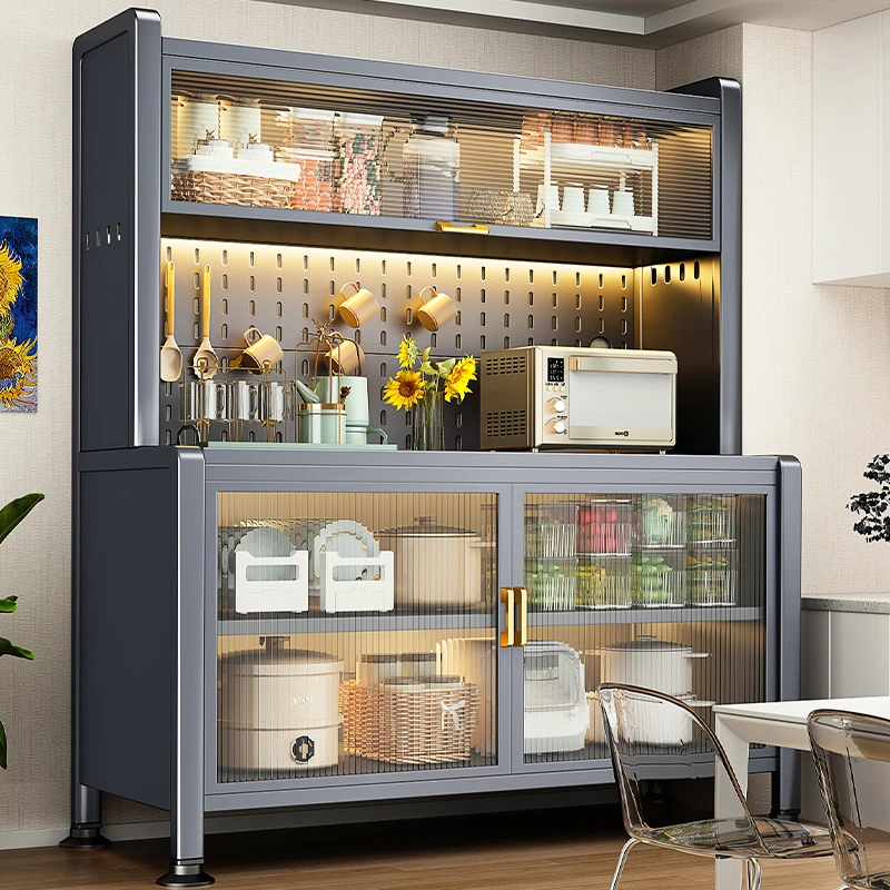 家用厨房五层餐边柜可移动防尘储物收纳柜餐厅储物柜简约落地置物