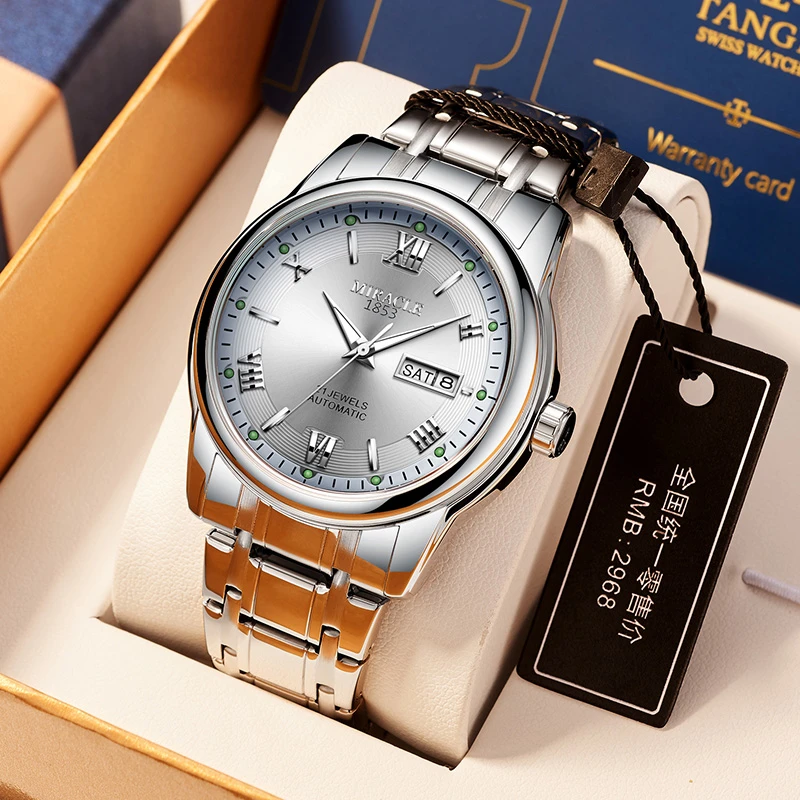 高档全自动机械表多功能双日历简约气质男士经典腕表