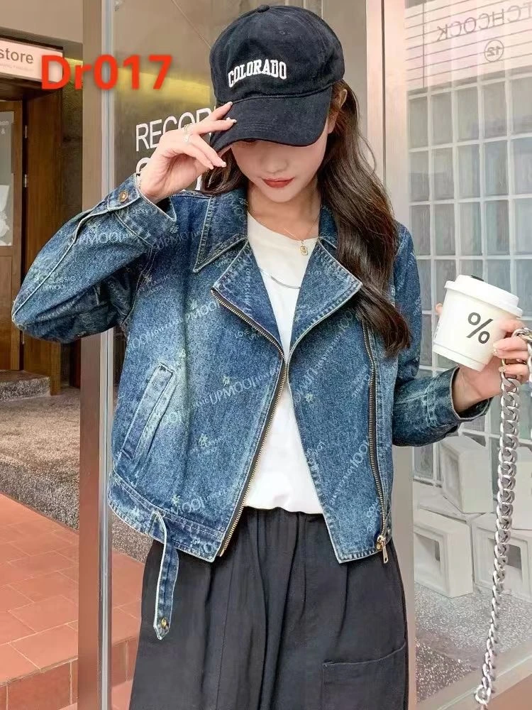 【必入】【高品质牛仔】春秋时尚印花西服领宽松短款小个子短外套017