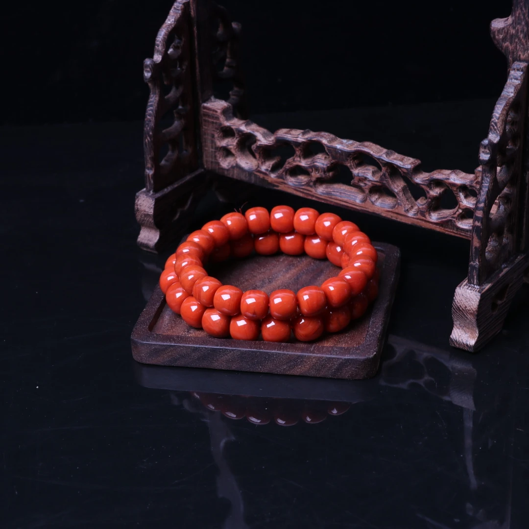 精美瓦西锦红南红玛瑙10mm左右老型珠手串一条N735（多样性发其一）