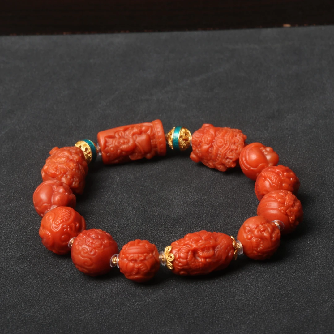 高品精美南红玛瑙12-13mm 左右DIY配饰手串一条d630