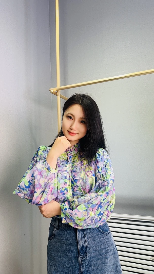 易缔媤衬衣D33499气质碎花夏季百搭春夏印花长袖