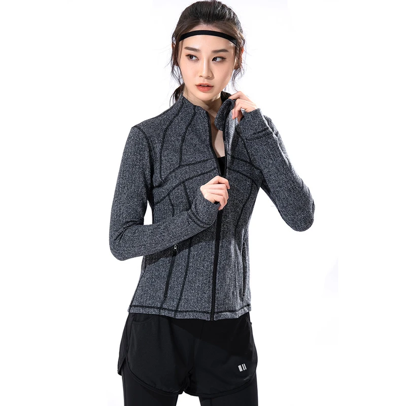27404单双号羽毛球瑜伽外套女拉链秋季速干修身立领显瘦长袖运动