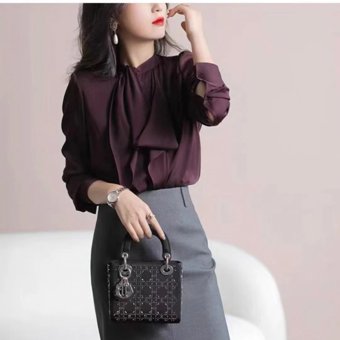 桑蚕丝双桥19姆米玫瑰之战长袖上衣