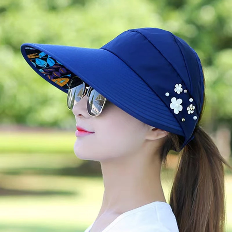 (山茶花款)夏季遮阳帽太阳帽大帽檐折叠女士防紫外线休闲时尚百搭