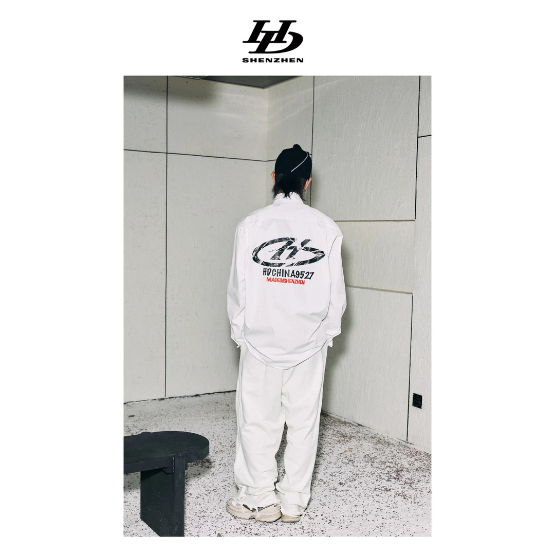 「9527」 春夏临时新款印花衬衫休闲百搭宽松廓形印花设计男女