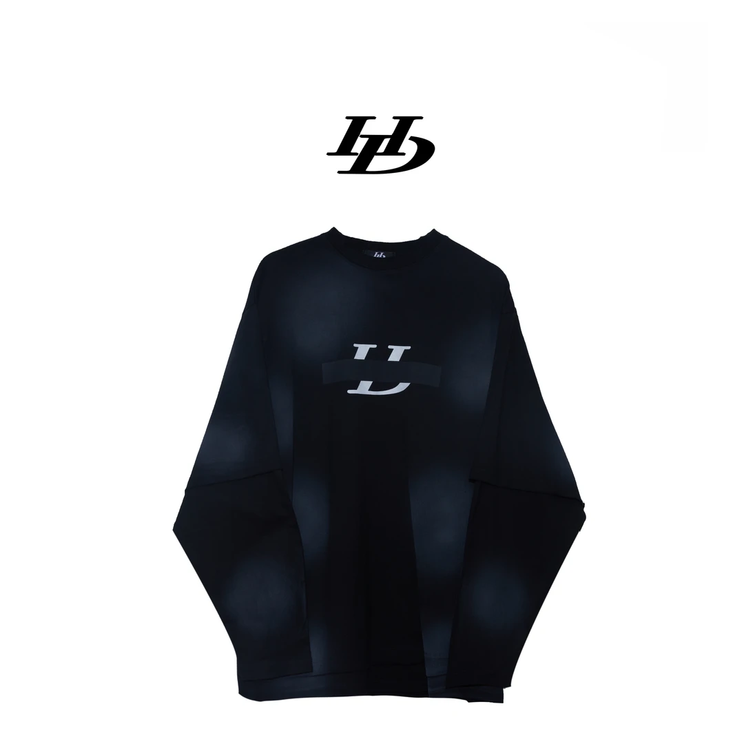 HD CHINA临时原创设计夏季休闲宽松假两件黑长袖T恤高考毕业季