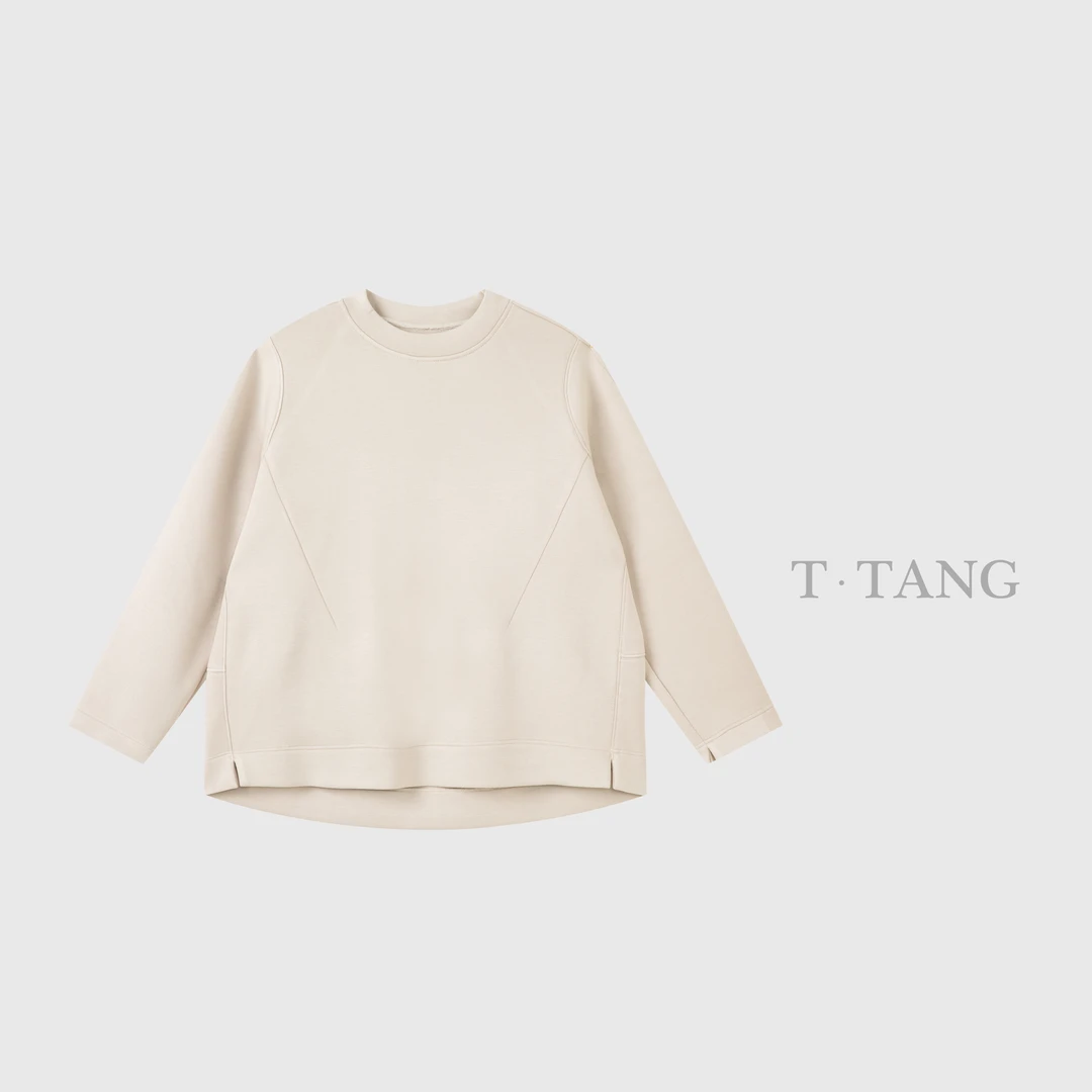 FL秋冬保暖380g珠地空气层纯色复古宽松显瘦圆领套头卫衣【6095】