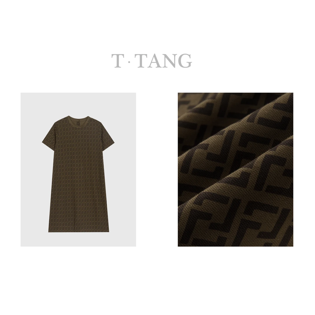 秋季200g丝光珠地棉A子裙气质显瘦圆领女装连衣裙w【6202】