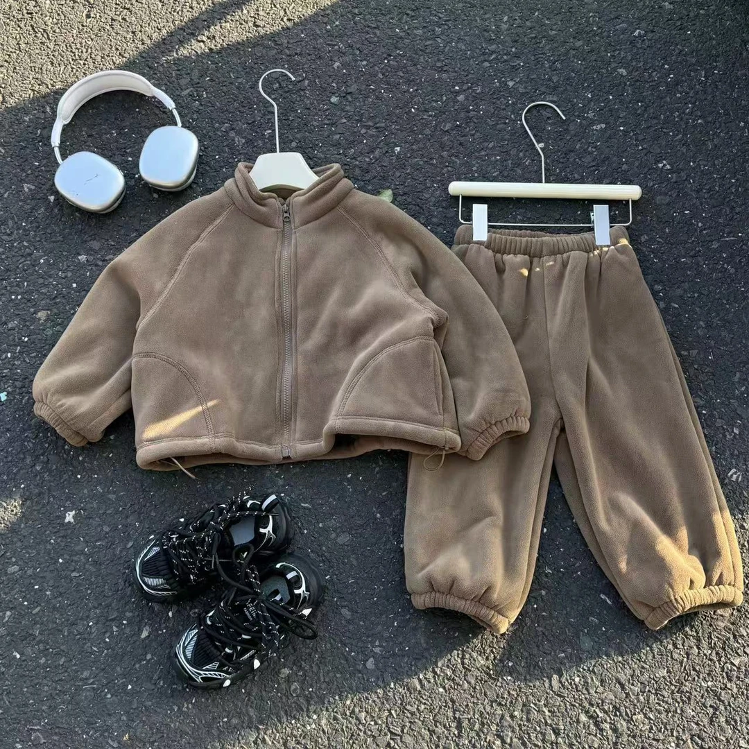 插肩袖套装2024秋季新款儿童宽松时尚长袖外套长裤两件套
