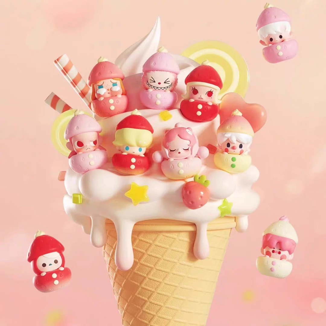 【拆盒】POPBEAN季节限定草莓系列萌粒潮玩手办摆件车载摆件