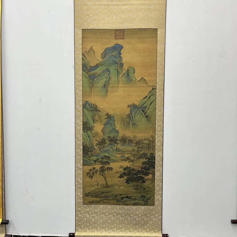 《春山吟赏图》170*60-绢本竖幅山水画玄关画客厅风水画高清复刻
