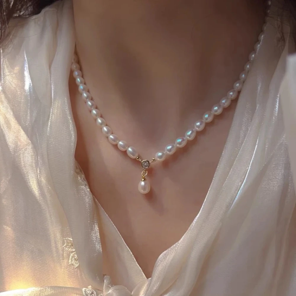 【水滴链】天然淡水珍珠项链气质温柔百搭米珠锁骨链小众XL80231SY