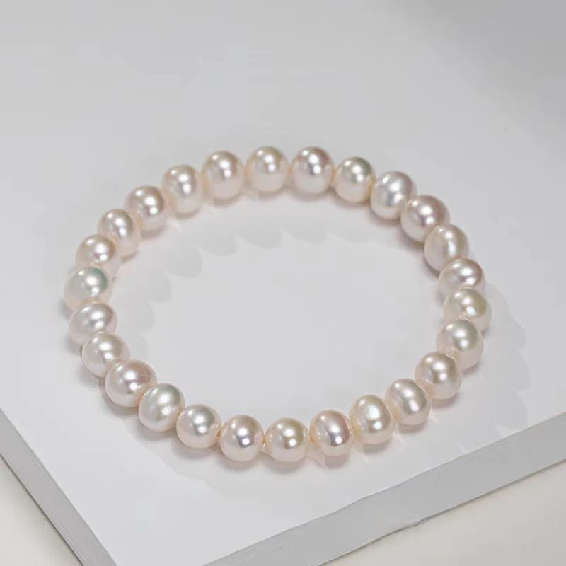 【星辰】约6-7mm淡水无核珍珠手链气质经典白粉强光百搭DSL00665