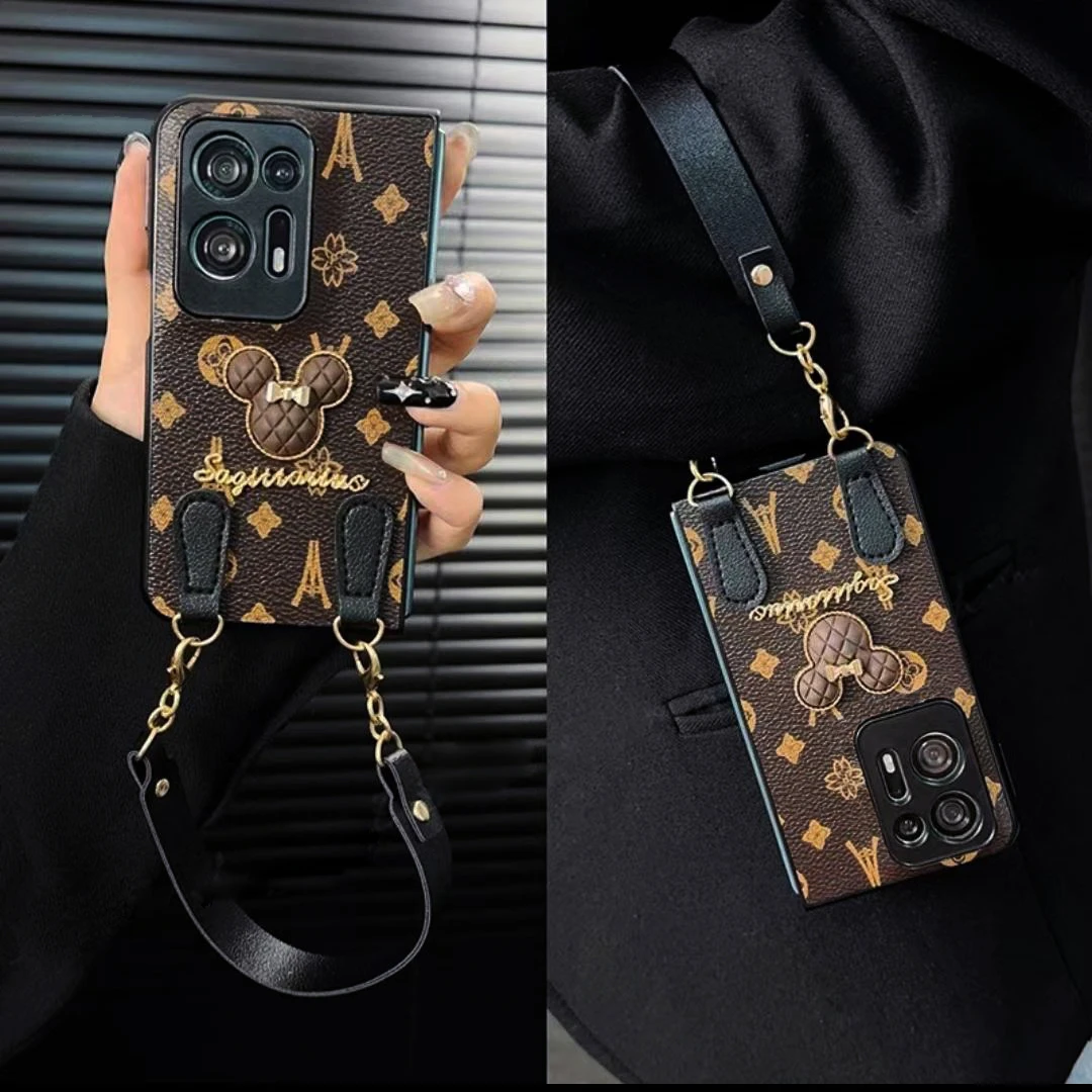 适用oppofind N2小熊皮革创意轻奢折叠屏手机壳女