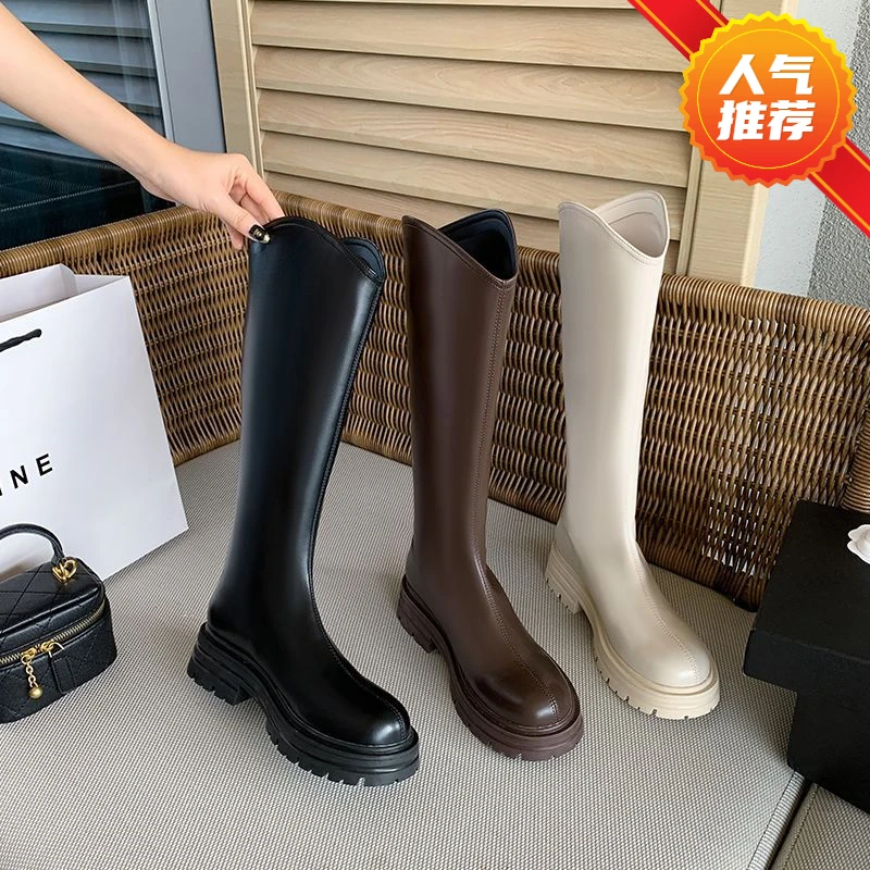 【王老板专享新款】不过膝长筒靴女小个子弹力英伦风