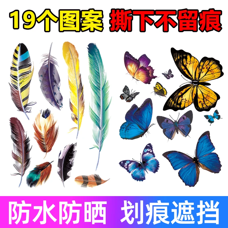 遮挡划痕羽毛车贴电动车摩托车贴画划痕装饰贴保险杠拉花汽车贴纸