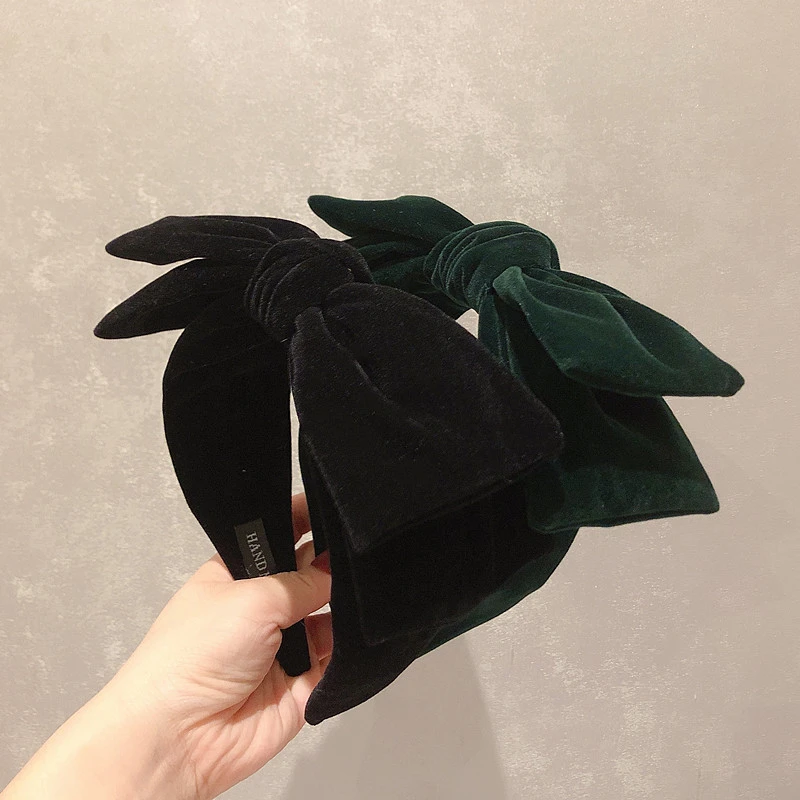 韩版绒面蝴蝶结发箍网红宽边洗脸面膜发卡气质可爱丝绒头箍发饰品