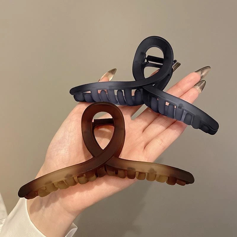 网红大号抓夹果冻色交叉亚克力后脑勺盘发鲨鱼夹气质发卡简约头饰