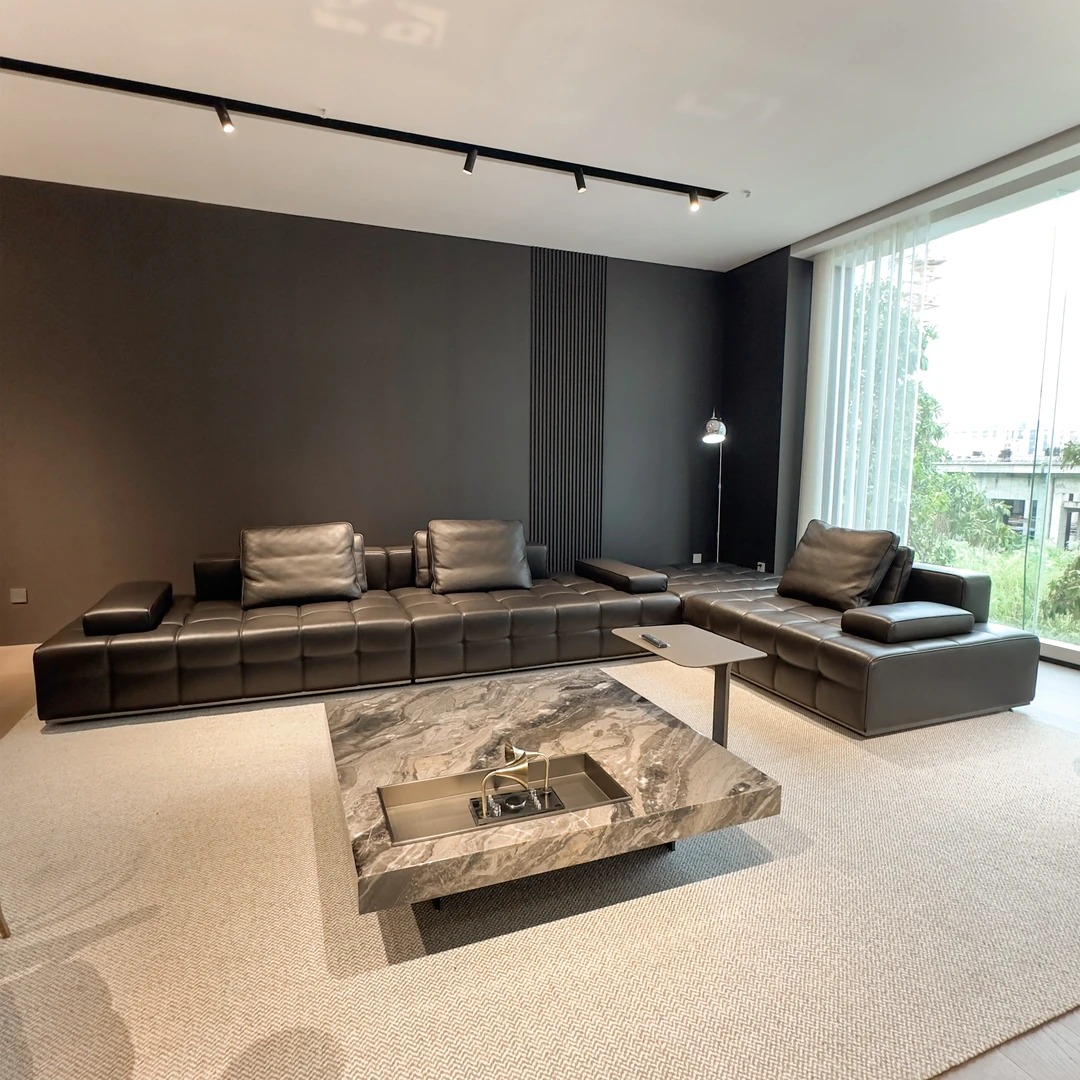 【定制-半皮】意式极简模劳伦斯块沙发皮布结合大户型沙发客厅