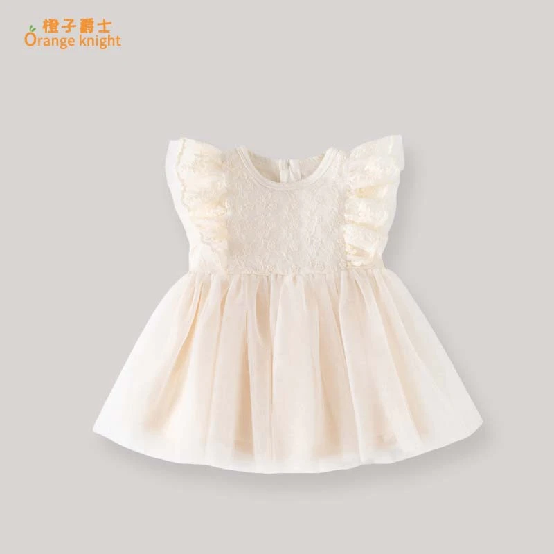 女宝宝夏季新款百天周岁拍照礼服公主裙洋气超仙网纱短袖连衣裙薄