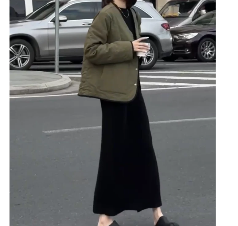 2024冬季新款时尚女装网红高级感韩版潮流外套连衣裙女百搭