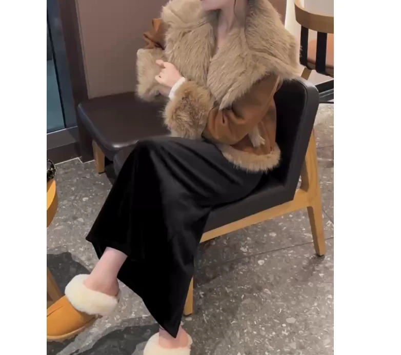 2024冬季新款时尚女装网红高级感韩版潮流大毛领外套女初