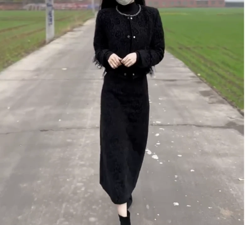 2024冬季新款时尚女装网红高级感休闲爆款外套半身裙套装今