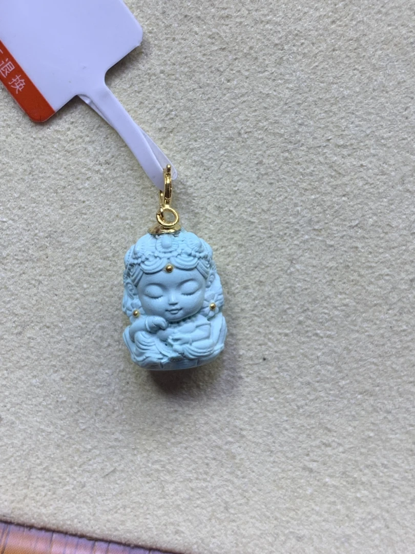 原矿绿松石度母吊坠