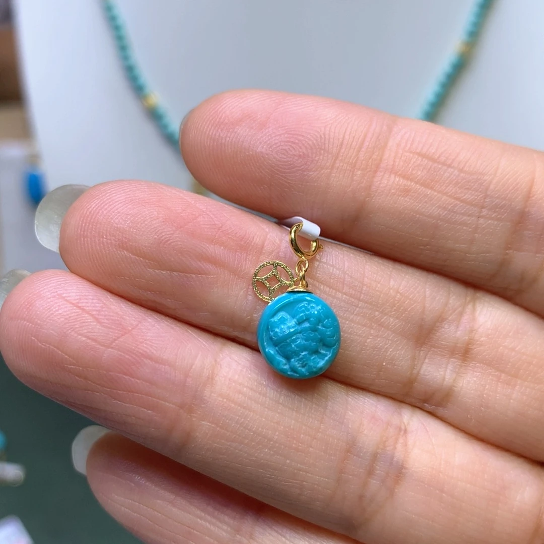 绿松石挂件18K金镶嵌