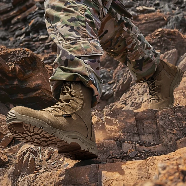 户外登山高帮沙漠战术靴男士超轻徒步防滑重装登山靴超轻女