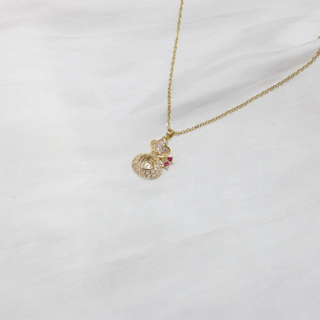 钛钢项链 A38气质轻奢时尚可爱百搭小众精致坠链钱袋简约银色小