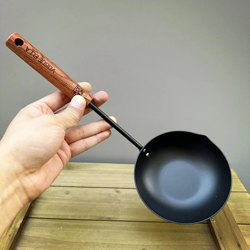 日式泼油小铁锅热油淋油浇油锅手持煎蛋辅食煎锅水舀子大头铁汤勺