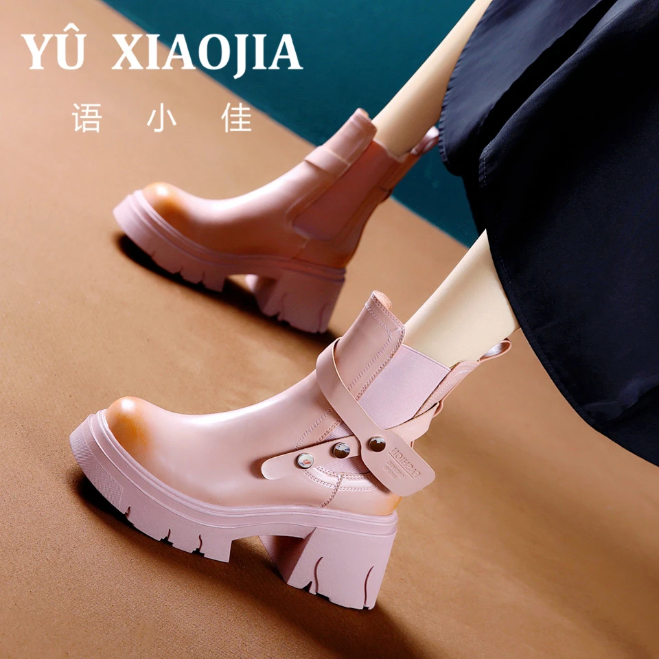 6CM[已经开价]中跟马丁靴女2025秋冬休闲厚底粗跟切尔西靴3D66-6A