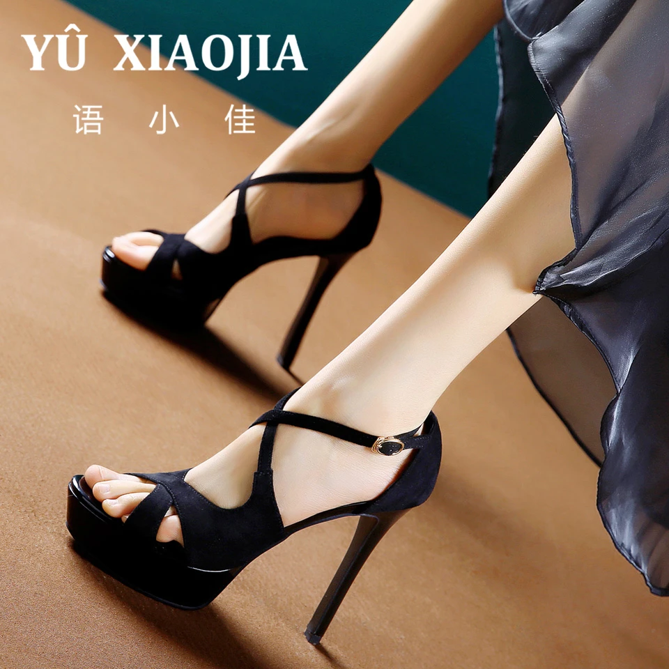 11CM[已开价]超高跟鞋女2025年秋冬新款名媛宴会鱼嘴细跟凉鞋9865