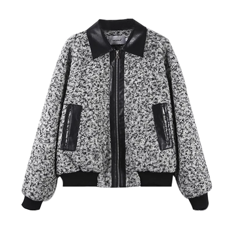 「悠闲时光」秋季设计师粗花撞色拼接休闲外套女 HBZC622129 nnassa