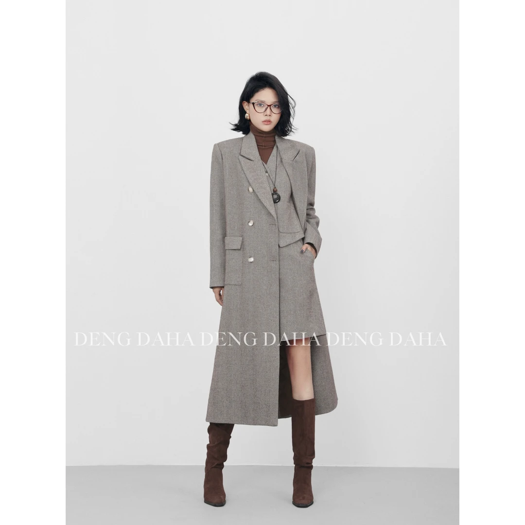 「继承者」秋季中长款复古高级感气质毛呢外套女 HBZC622119 nnassa