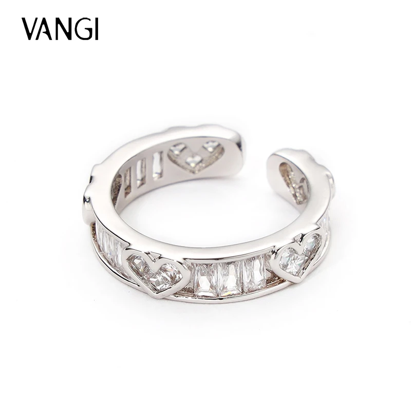 梵姬 铜合金合成锆石戒指 小爱心闪锆简约大气开口戒WR21836K