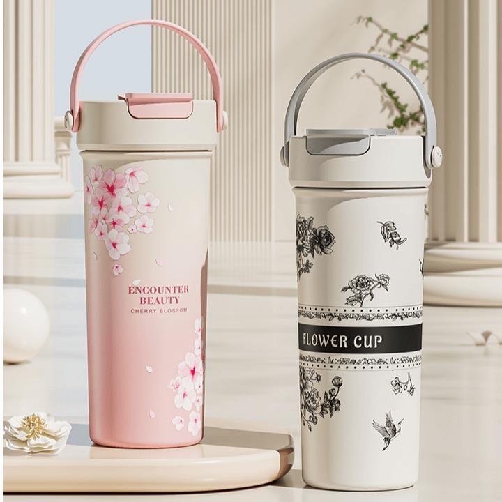 316不锈钢高颜值手提带茶水分离仓双饮水杯保冷保温杯花茶手提杯