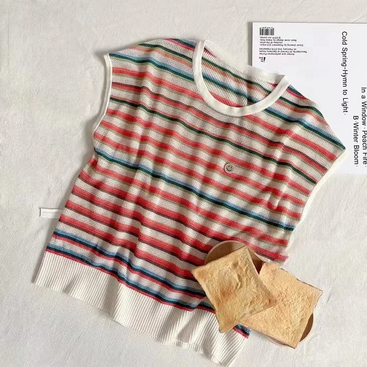 夏新款条纹针织衫上衣女