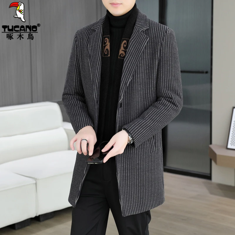 TUCANO/啄木鳥秋冬季绵羊毛呢子大衣男中长款加厚毛呢风衣外套潮