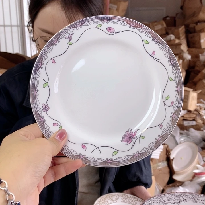 瓷片7.5英寸平盘19cm一个外贸尾单微瑕疵