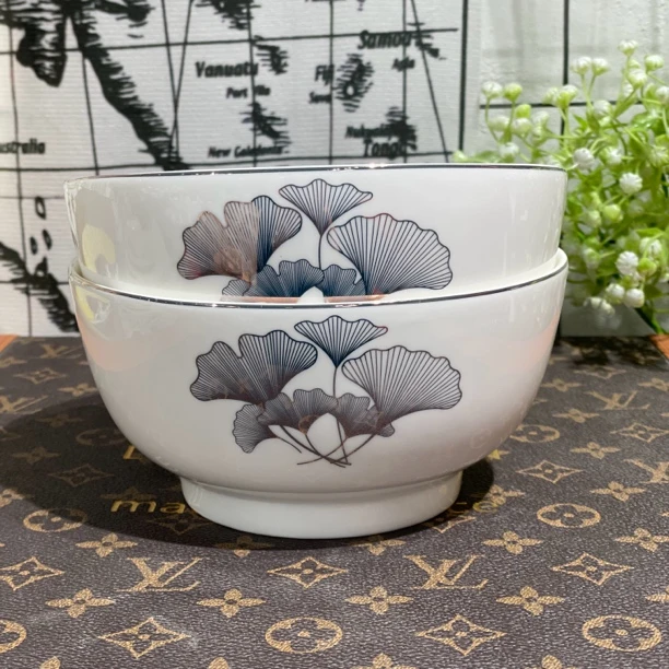 【银杏叶】外销品 推荐！6英寸15cm面碗深汤碗家用高品质具纯白45%瓷