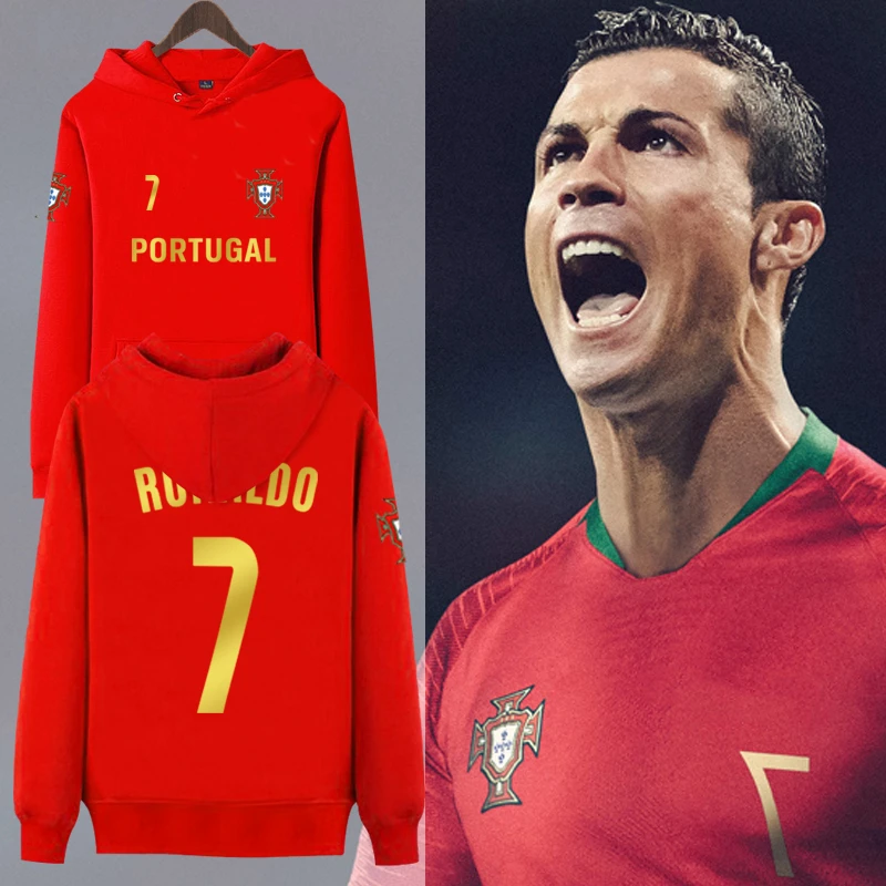 葡萄牙队C罗B费B席欧洲杯足球迷连帽卫衣套头男女带帽外套