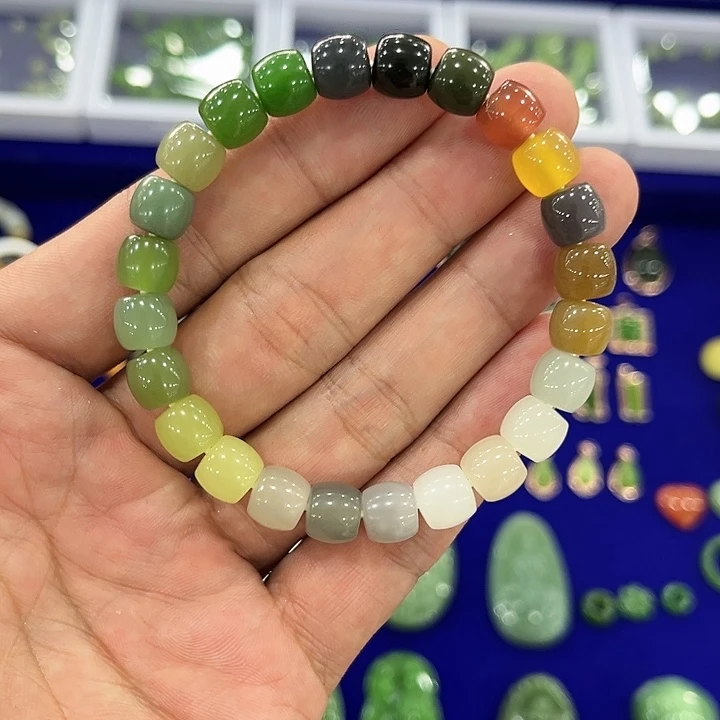 和田玉手串未镶嵌卡7*8，姐妹