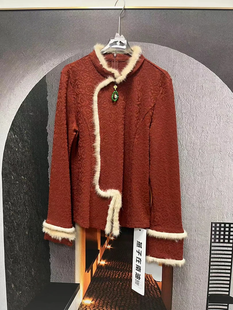 【燕子在南油源头工厂】新中式高端气质上衣肌理感国风提花上衣3210
