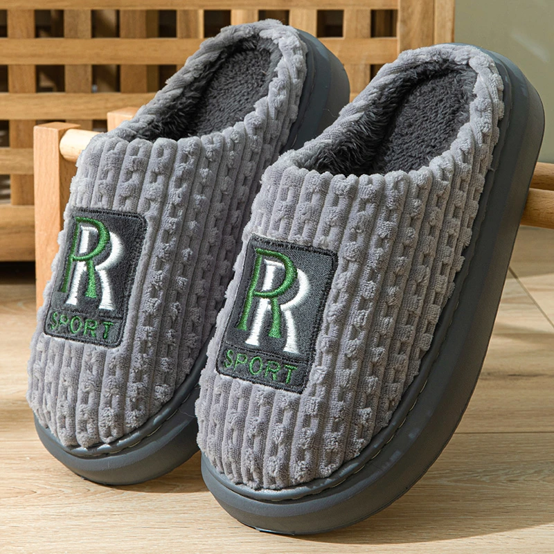 2024棉拖鞋男士冬季新款大码家居家用保暖拖鞋厚底室内防滑毛拖鞋