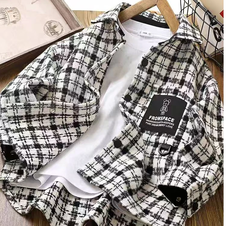 儿童外套上衣衬衫休闲宽松潮流加厚韩版秋冬季百搭帅气新中式长袖